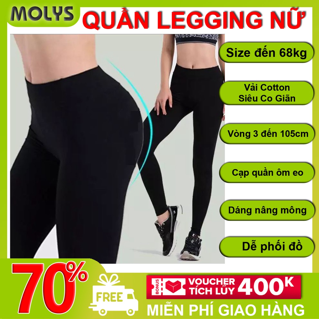 Quần legging đùi legging dài nữ cạp chun vải thun dài lửng form ôm chất dày dặn size V3 dưới 100cm
