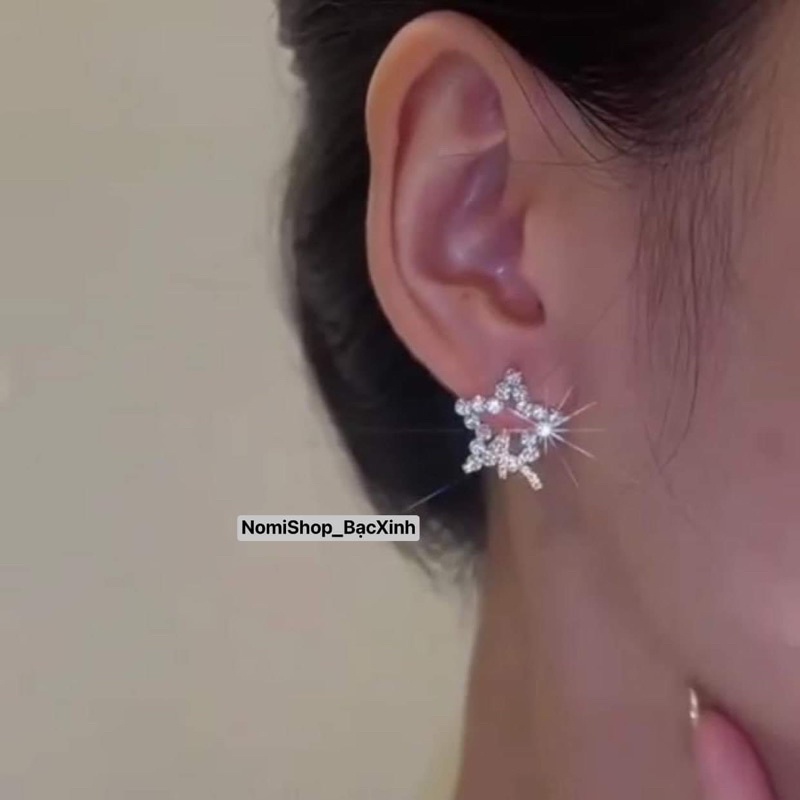 Bông tai bạc ta thời trang, ngôi sao và trái tim đính đá lấp lánh Mainomi Shop Bạc Xinh