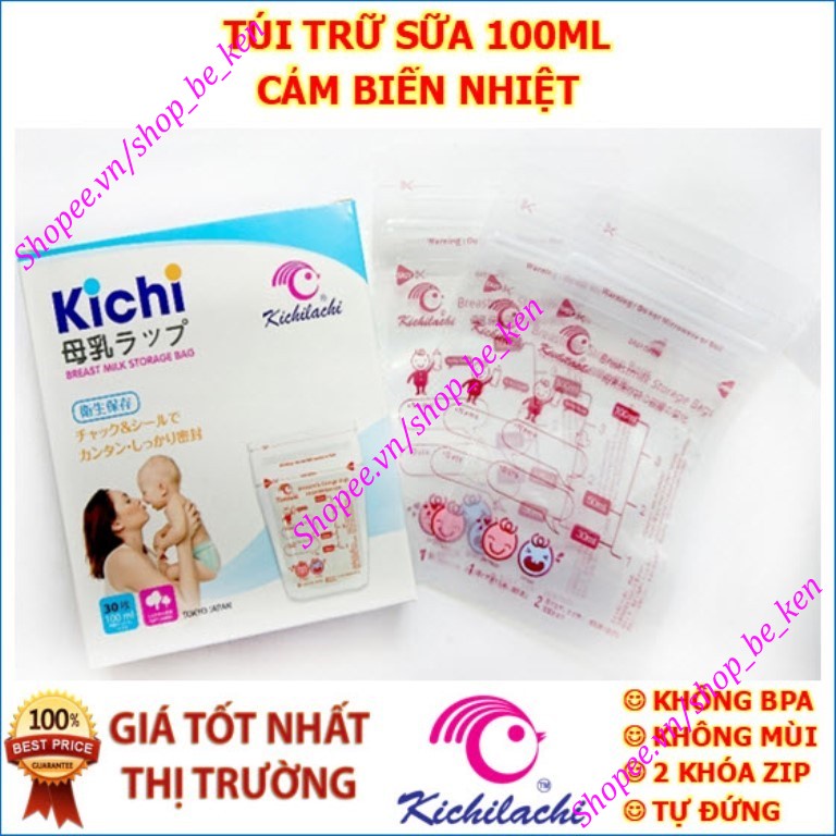 Hộp 30 túi trữ sữa mẹ 100ml không BPA Kichilachi -  Nhật