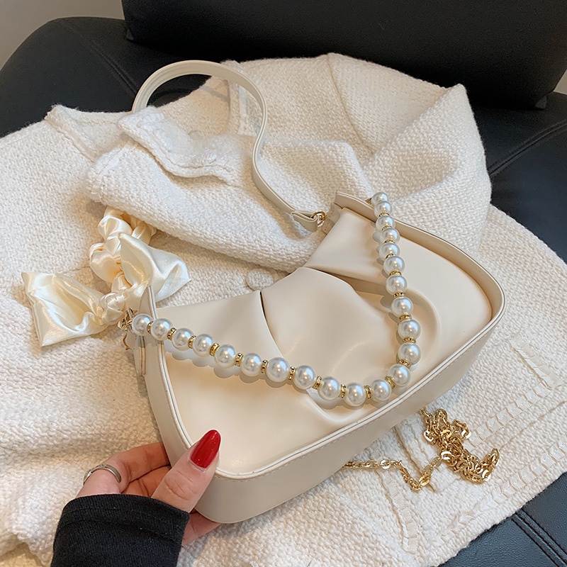 Túi Xách Nữ Linh Store Túi Đeo Chéo Phụ Kiện Hạt Trai Thắt Nơ Quai Xoắn Siêu Hot