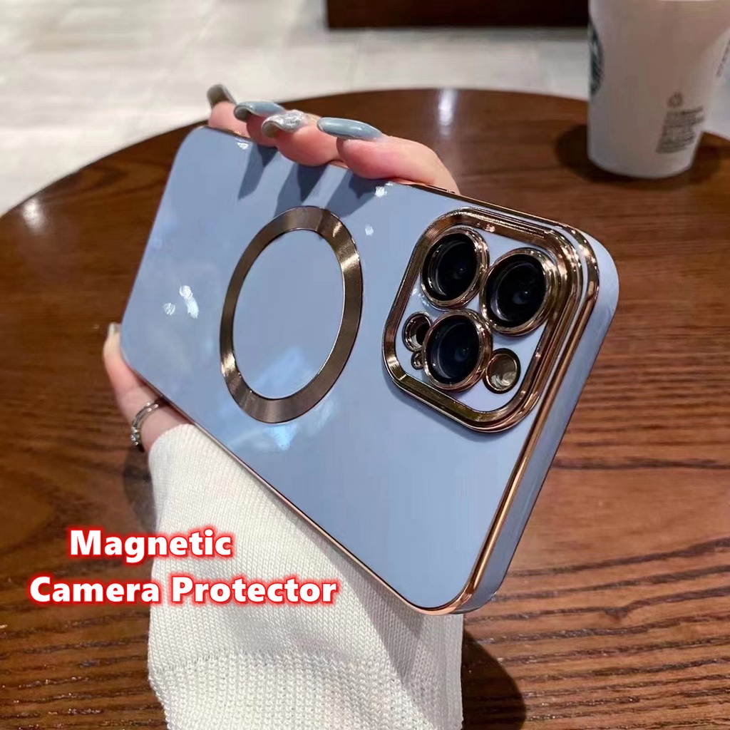 Ốp Điện Thoại Mềm Chống Sốc Có Vòng Đỡ Nam Châm Mạ Sang Trọng Cho iPhone 11 Pro max 12 13 Pro max