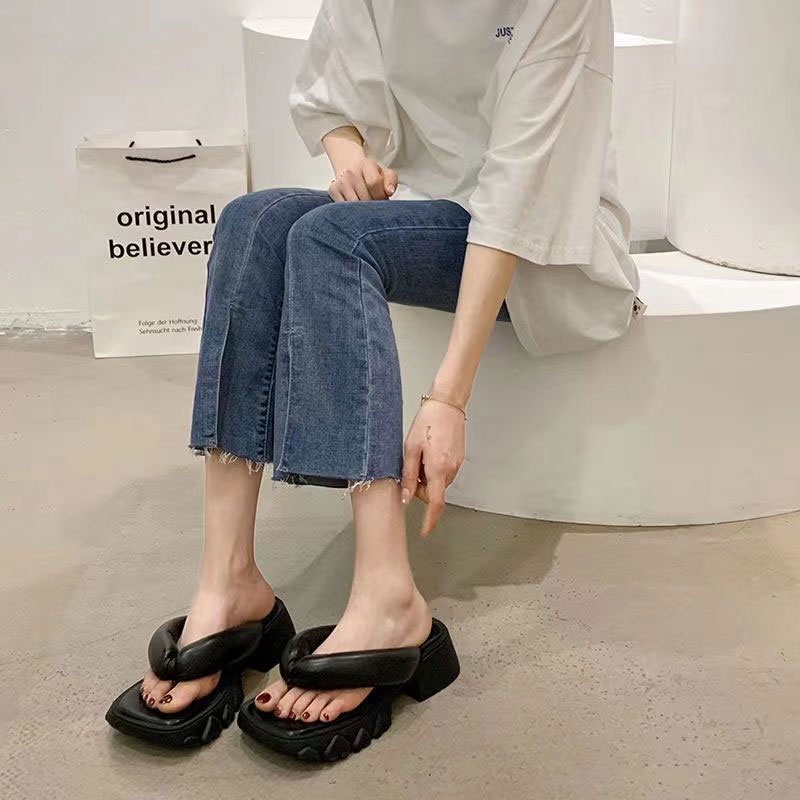 Dép xỏ ngón RENBEN đế dày tăng chiều cao thời trang mùa hè cho nữ