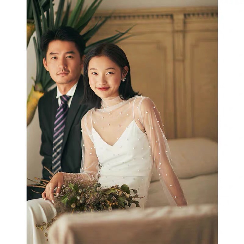 Đầm chụp cứơi đơn giản sửa theo số đo dresscode đầm dâu phụ váy cưới chụp ảnh Linari D2