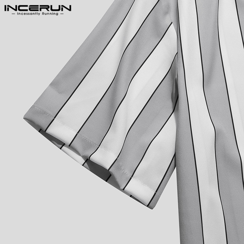 Áo Sơ Mi INCERUN Tay Ngắn Kẻ Sọc Thời Trang Dành Cho Nam | BigBuy360 - bigbuy360.vn