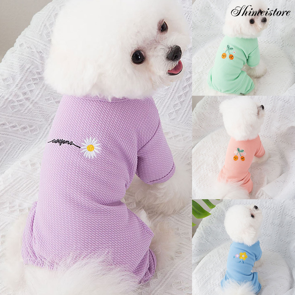 Áo liền quần Cotton Thêu Hình Chú Chó Đáng Yêu Cho Thú Cưng