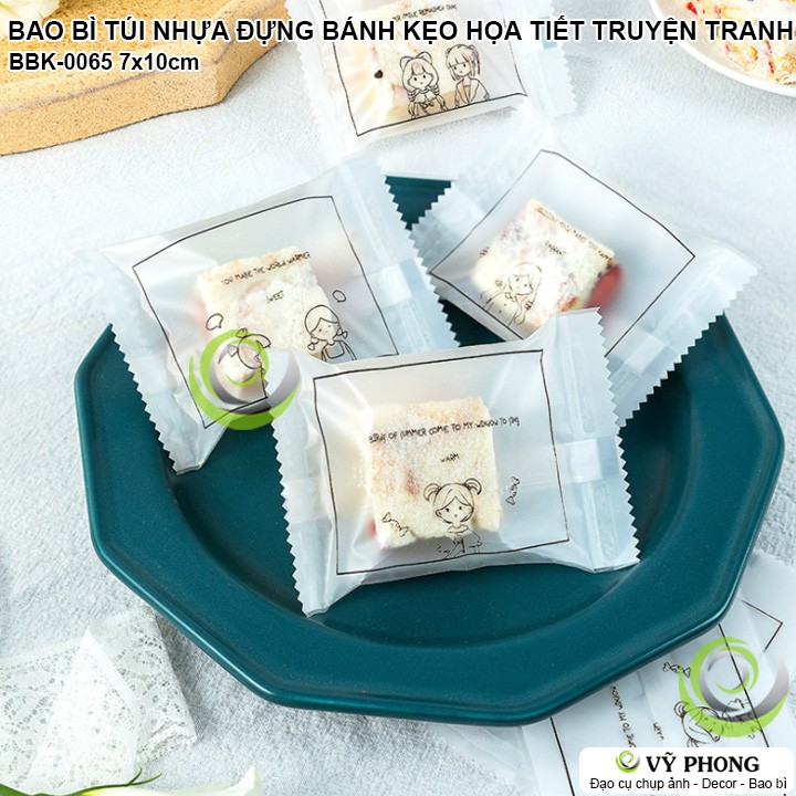 BAO BÌ TÚI NHỰA HÀN MIỆNG ĐỰNG BÁNH KẸO HỌA TIẾT TRUYỆN TRANH PHONG CÁCH HÀN QUỐC 7x10cm BBK-0065