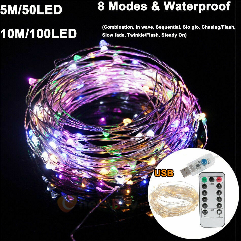 USB LED String Light Colorful Waterproof LED Copper Wire Strings Holiday Lighting Fairy Christmas Party Wedding Decor