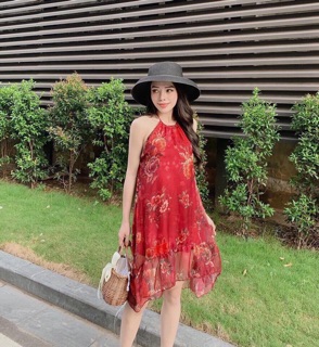 ĐẦM MAXI VOAN HOA CỔ YẾM