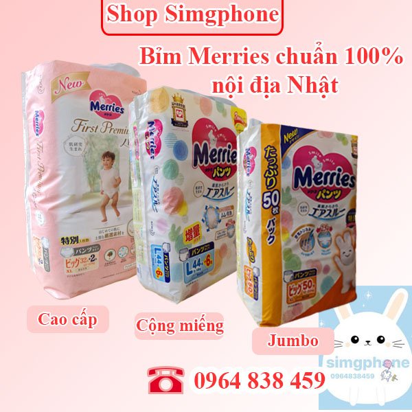 Cộng Miếng -JumboTã Bỉm Merries Dán Quần Nội Địa Nhật cm jumbo cao cấp