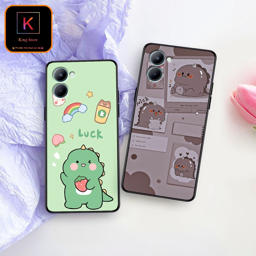 Ốp lưng Oppo Realme C33 - Realme C35 - Ốp Oppo in hình khủng long DinoCute - Lưng nhám viền TPU