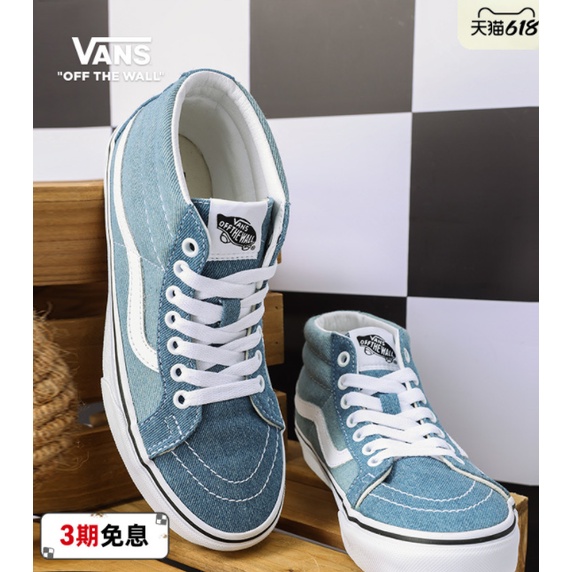 Giày Thể Thao Vans SK8-Mid Họa Tiết Thủy Thủ Mặt Trăng Màu Xanh Dương Phong Cách Mỹ 191