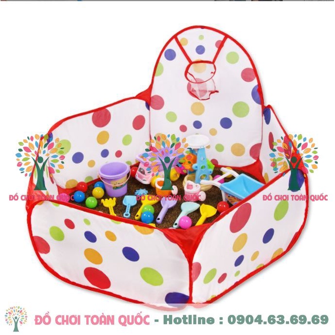 COMBO 1 lều bóng + 1 Guồng cát nhỏ + 5kg hạt sỏi, hạt muồng, hạt sứ trong bộ đồ chơi xúc cát. liên hệ 0901.765.742