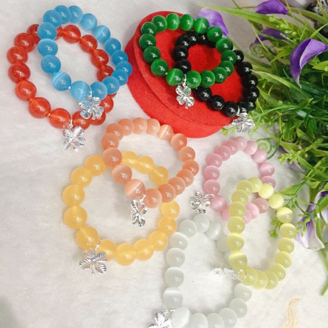 Vòng tay đá mix cỏ bạc