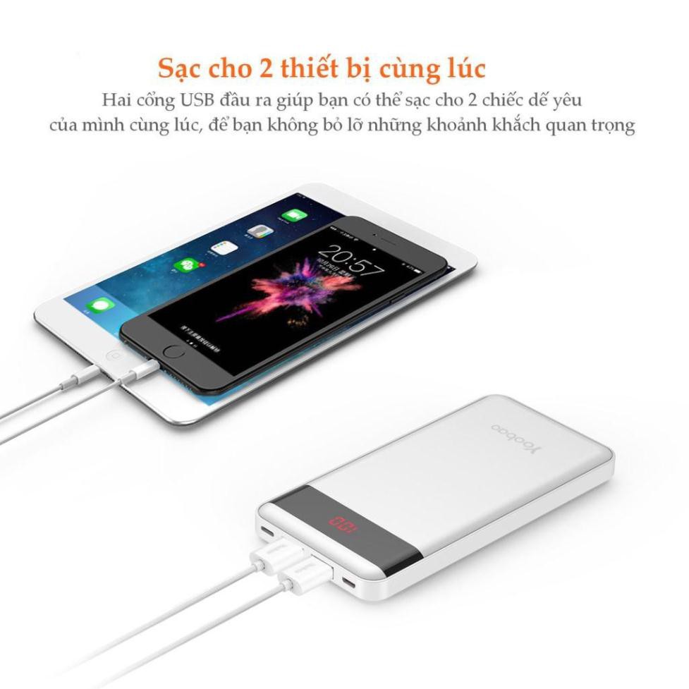 Pin Sạc Dự Phòng yoobao 12000mAh PL12Pro có đèn pin LED phần trăm pin