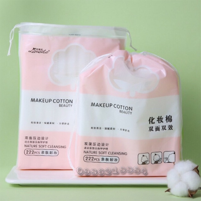 Bông tẩy trang cotton lameila 222 miếng thấm hút tốt siêu mềm hàng nội địa