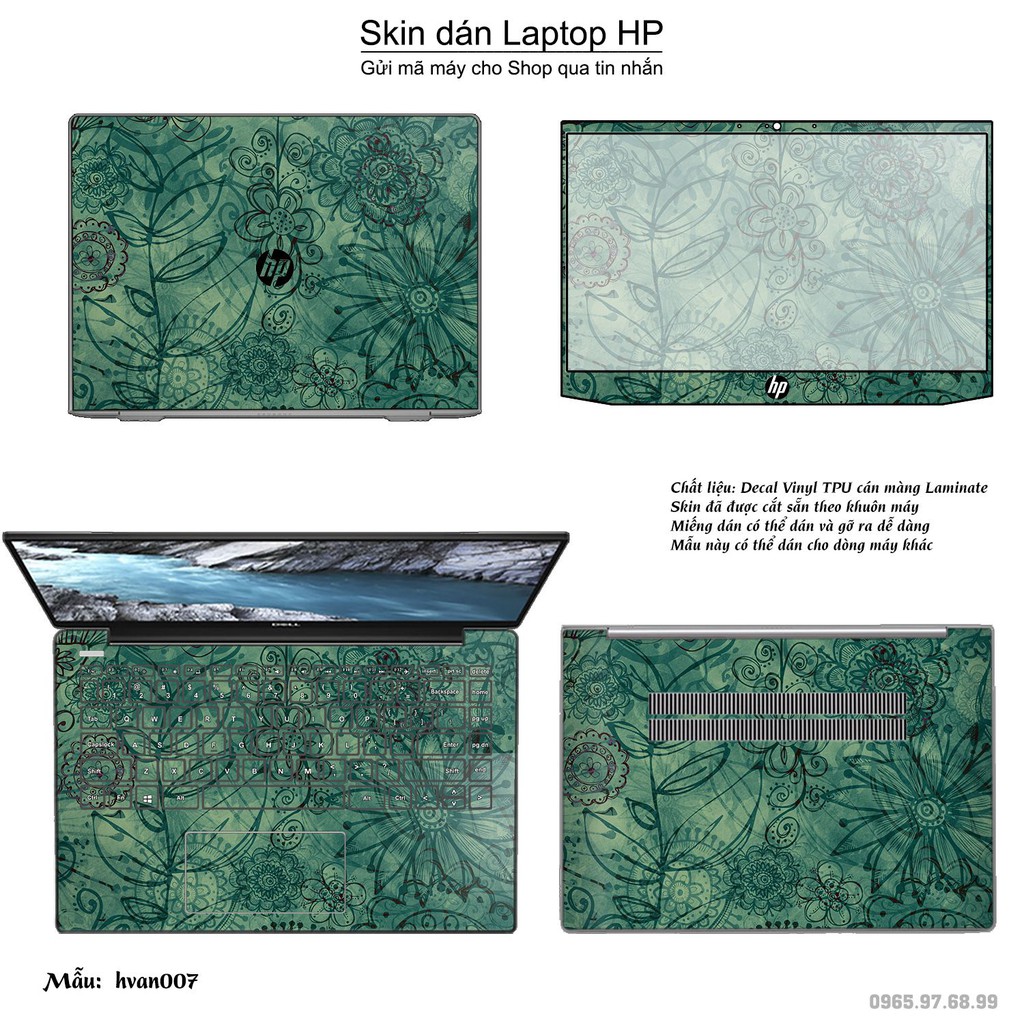 Skin dán Laptop HP in hình Hoa văn nhiều mẫu 2 (inbox mã máy cho Shop)