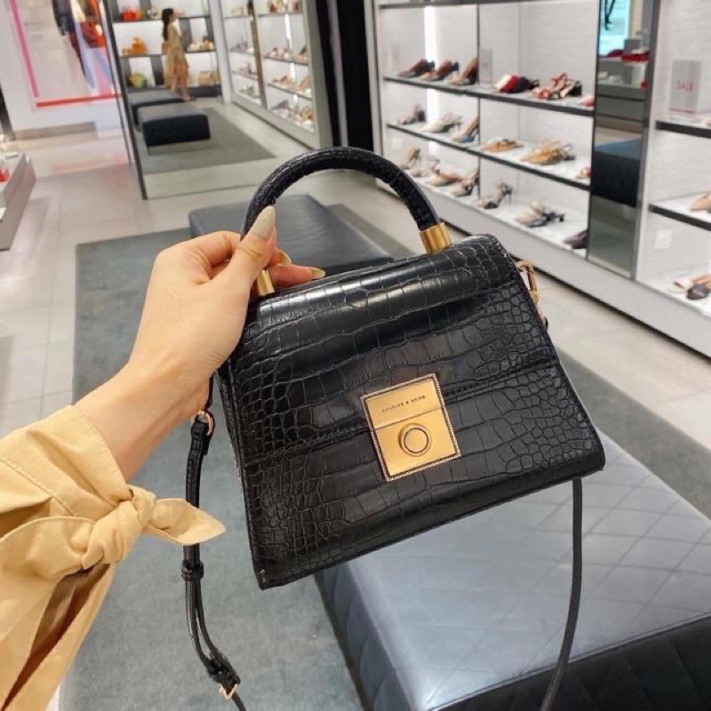 Túi Xách Hộp CNK Size 22 Khóa Vàng Dập Logo Khóa ( mã KGCK )