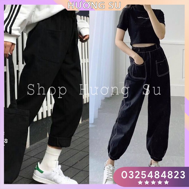 Quần 2 túi trước giả jean có bo chân - quần túi ngược cá tính-HươngSu-(PVN843)