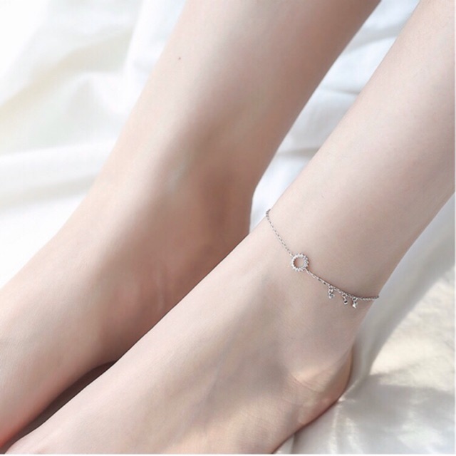 (PHỤ KIỆN BẠC) Lắc chân bạc vòng tròn kiểu dáng Hàn - LC01