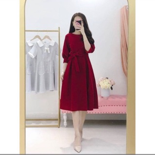 Váy Thiết Kế Nhung Đỏ