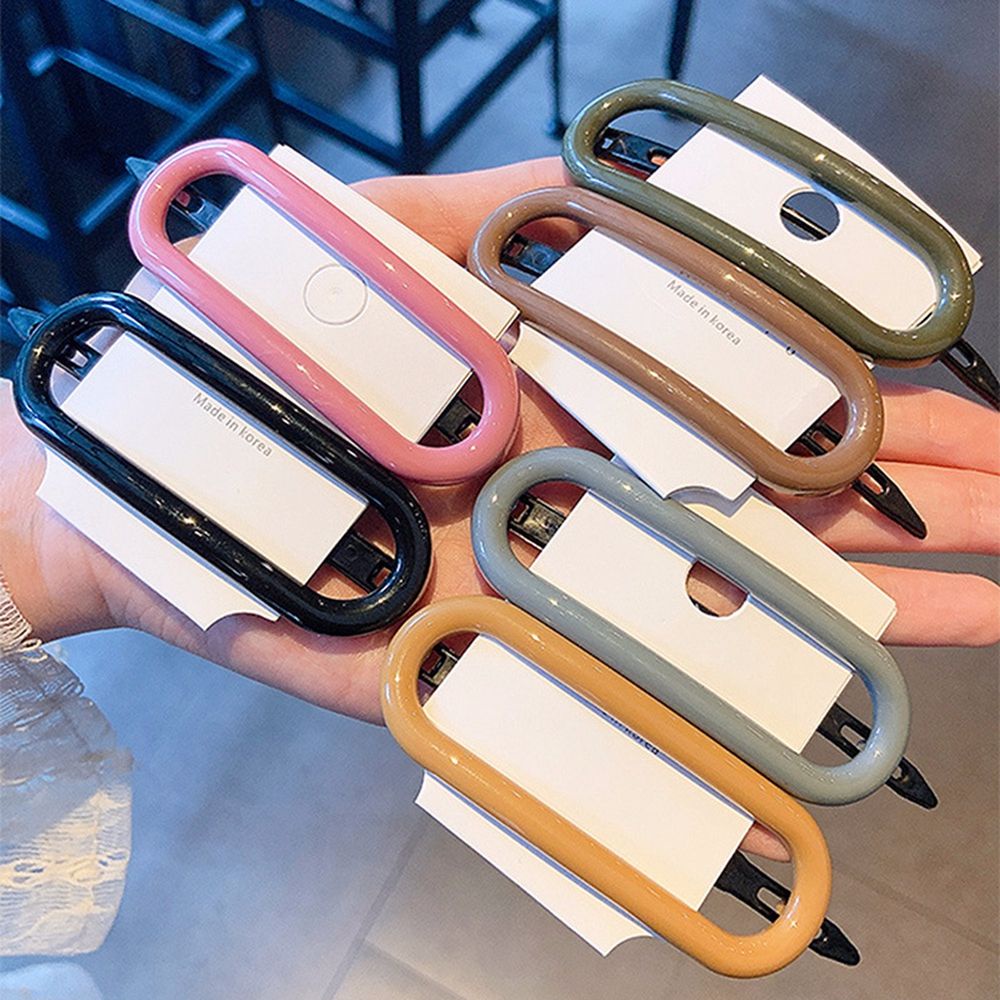 Kẹp Tóc Mỏ Vịt Hình Oval Bằng Nhựa Resin Màu Kẹo Ngọt Dễ Thương Cho Nữ