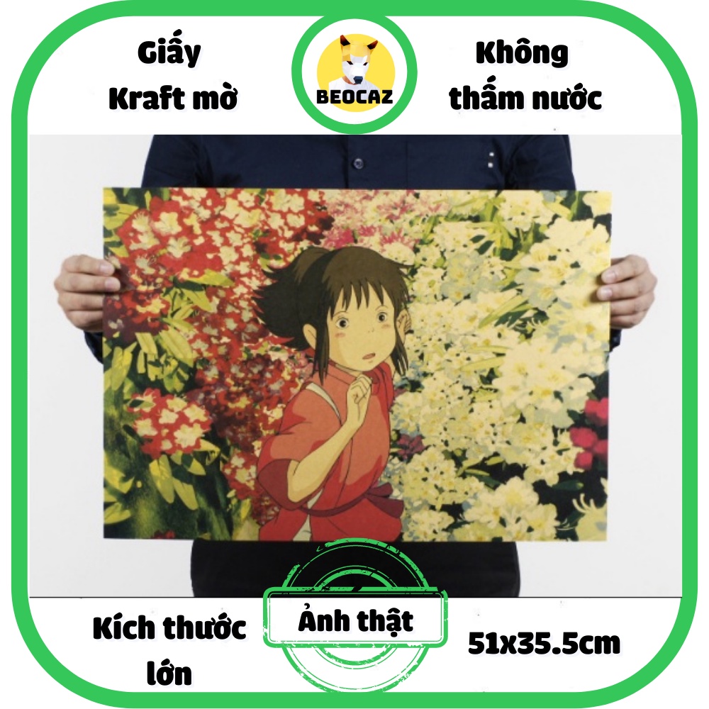 Poster tranh ảnh dán tường trang trí hình anime Ghibli Nhật Bản Vùng Đất Linh Hồn Totoro Công chúa Tiệm đồ chơi Beocaz
