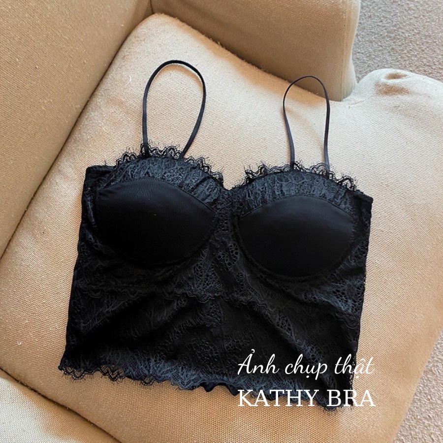 A30 Áo Bra Ren Bralette KATHY BRA Hai Dây Có Mút Ngực Bo Chun Phía Sau Co Dãn Tốt Hàng Quảng Châu