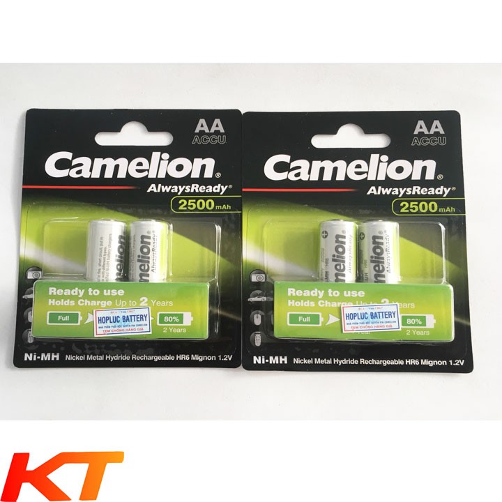 Pin sạc AA Camelion NH-2500ARBP2 Alwaysready Preminum 2500mAh - Vỉ 2 viên