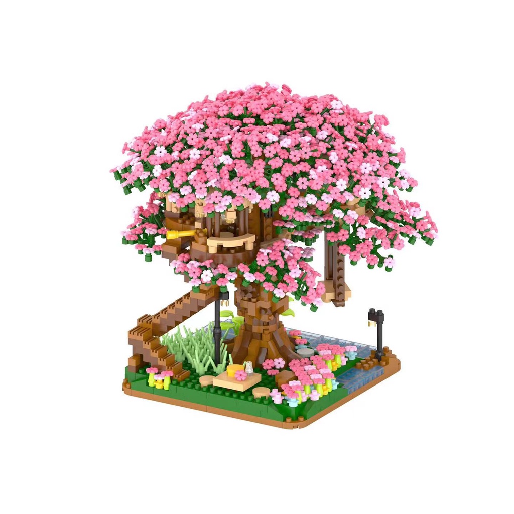 Mô Hình Đồ Chơi Lego Xếp Hình Ngôi Nhà Hoa Anh Đào Mini