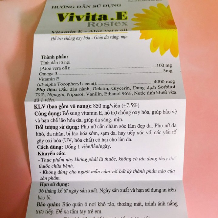 Viên uống đẹp da Vitamin E 4000mcg, tinh dầu lô hội làm đẹp da, chống lão hóa - Hộp 30 viên | Thế Giới Skin Care