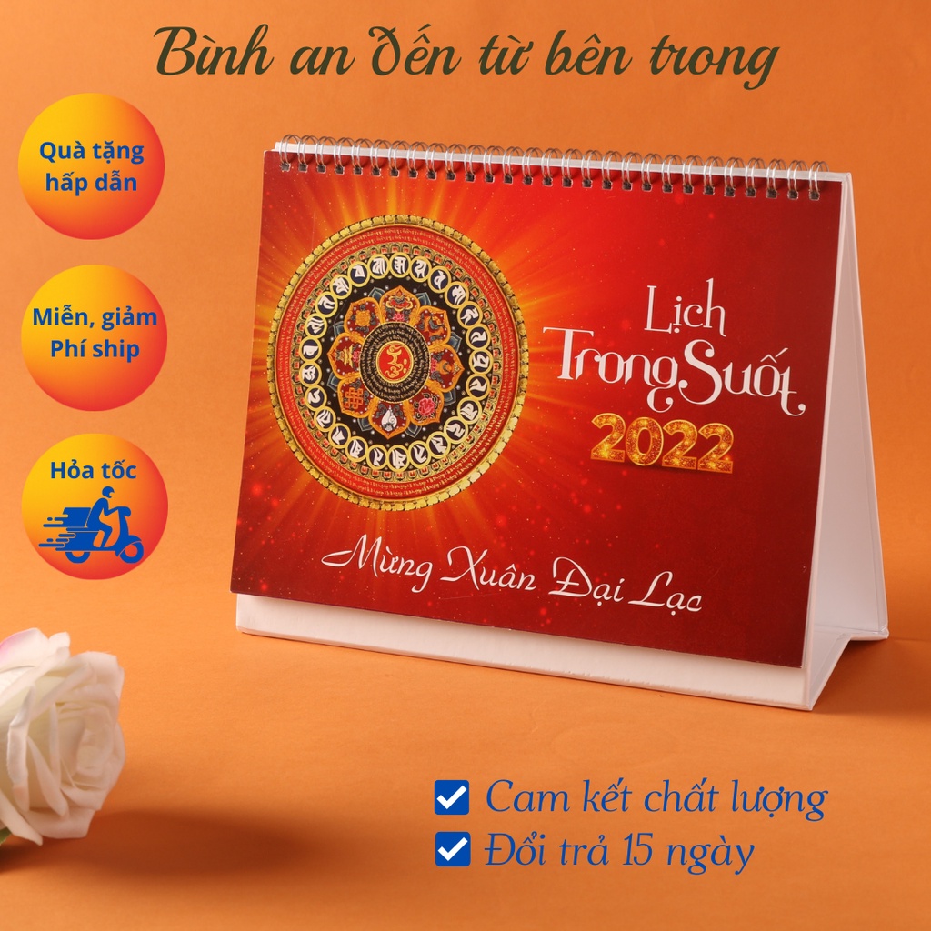 - Lich Trong Suot để bàn họa tiết Mandala & thông điệp cảm hứng về Trí tuệ, Bình an