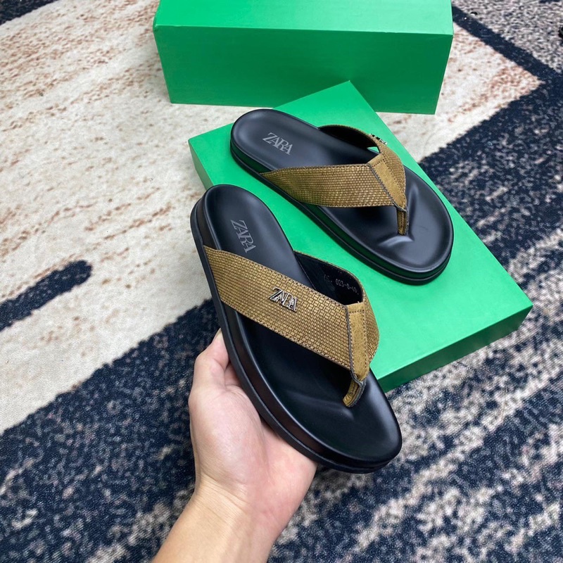 Dép kẹp Da Cao cấp Dép xỏ ngón in hoạ tiết dập vân đế cao su