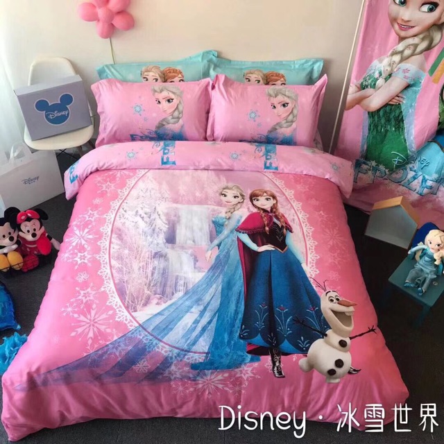 Chăn ga gối cotton lụa Disney cho bé gái