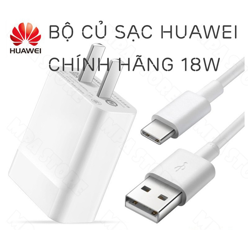 Bộ sạc nhanh HUAWEI 18W kèm cáp type C chuẩn 5A cho P40 P30 P10 PLUS Mate 30 Mate 10 Mate 10 Pro, Mate 9 / Mate 9 Honor.