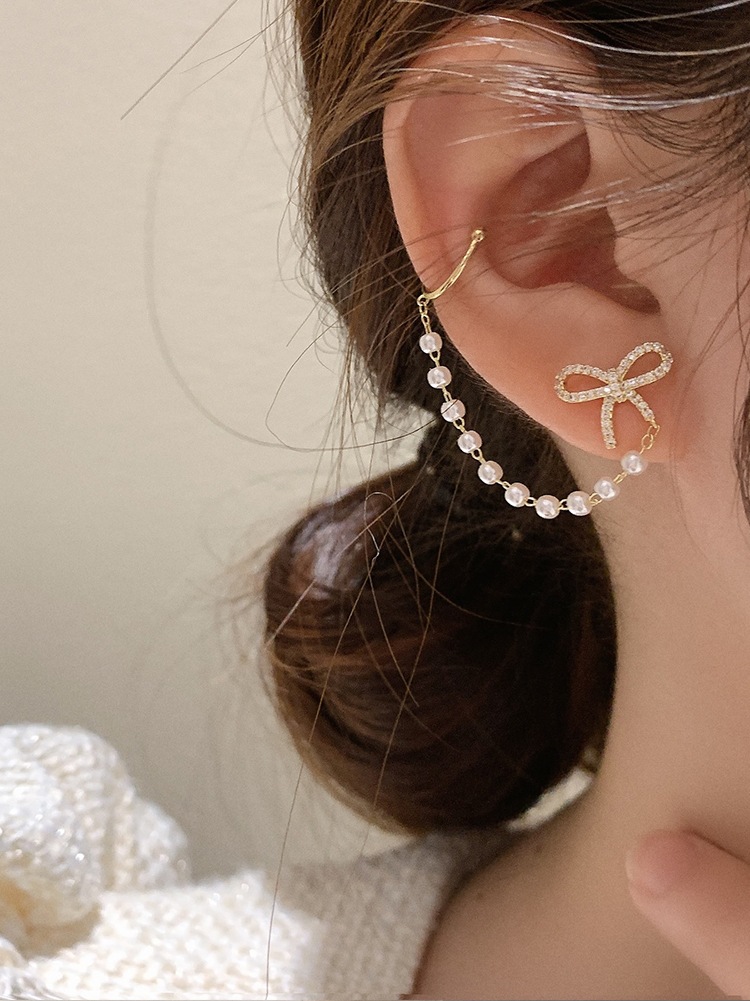Khuyên Tai LEOSOXS Bằng Bạc 925 Đính Nơ Và Ngọc Trai Sang Trọng Cho Nữ