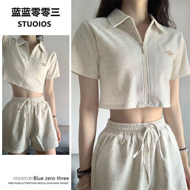 Áo Croptop Cổ Ngắn Lưng Cao Phối Dây Rút Phong Cách Nhật Bản Thời Trang Mùa Hè Cho Nữ