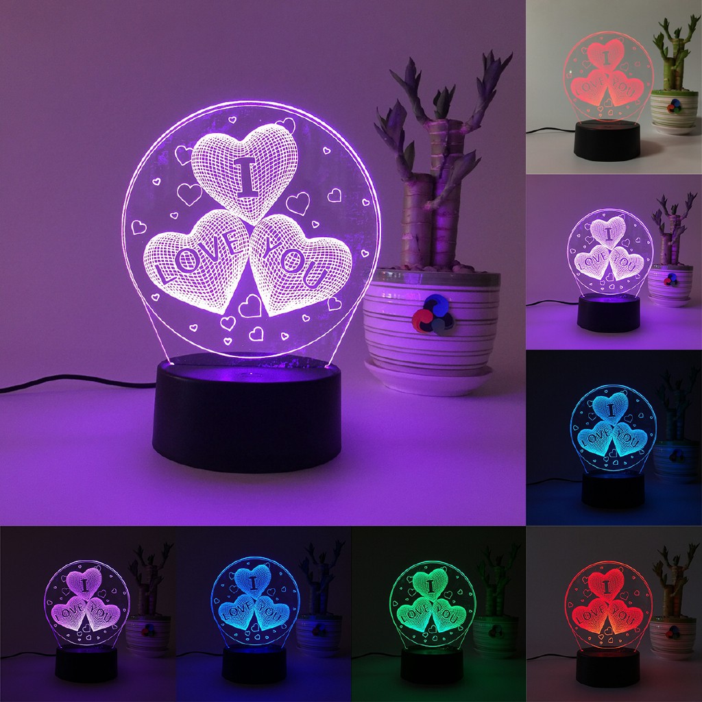 [ Bảy Màu ] Đèn ngủ, Đèn led 3D, quà tặng sinh nhật ý nghĩa, quà tình yêu