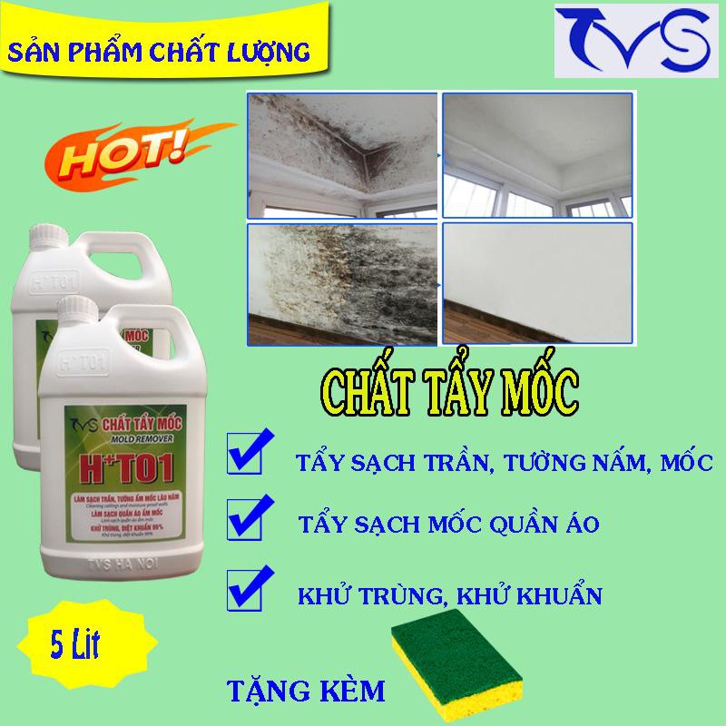 Tẩy mốc tường, tẩy mốc quần áo SIÊU ĐẬM ĐẶC HT01 (5 lít) khử trùng,diệt khuẩn 99,99% cho nhà nghỉ,khách sạn, giặt là!