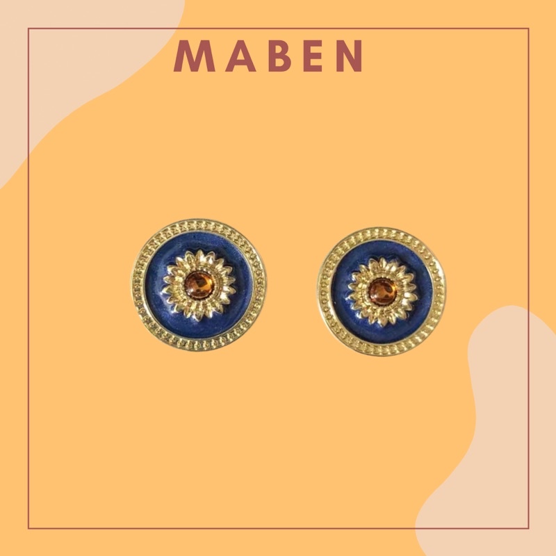 Khuyên tai tròn hoa cúc cổ điển retro - Maben