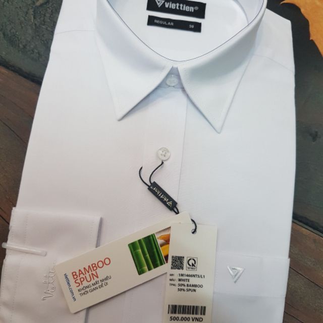 Áo sơ mi nam Việt Tiến màu trắng sợi bamboo- sợi tre ( giá mác 500k) | BigBuy360 - bigbuy360.vn