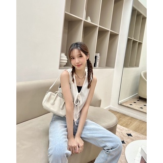 JANET STUDIO • Áo gile thắt dây Trắng