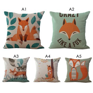 Vỏ Gối Hình Vuông 45 * 45Cm Với Họa Tiết Con Cáo Hoạt Hình Đáng Yêu