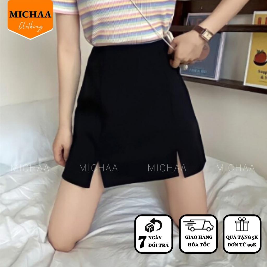 Chân Váy Dáng CHỮ A XẺ 2 BÊN Nữ Thời Trang Hàng Cao Cấp Lưng Cạp Cao Có Lót Trong - MICHAA
