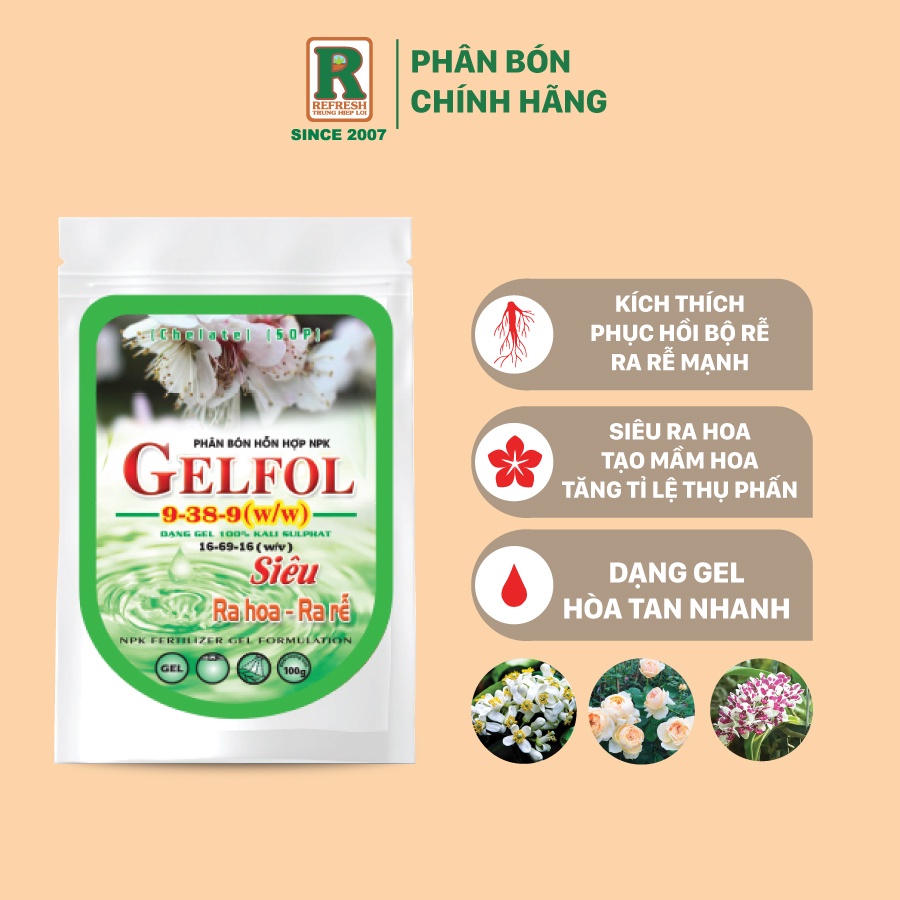 Phân bón NPK 16-69-16 GELFOL gel đậm đặc siêu ra hoa - ra rễ - phục hồi lá