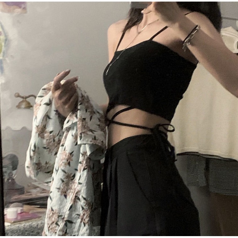Áo 2 dây áo hai dây croptop chéo nhỏ dáng ôm màu trơn cho nữ