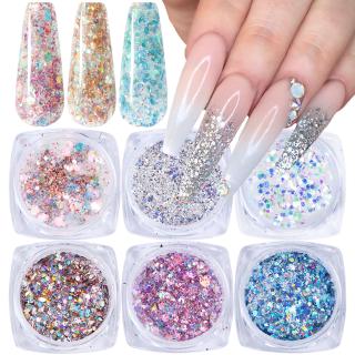 [Hàng mới về] Bộ 6 hộp bột kim tuyến lấp lánh trang trí móng tay độc đáo