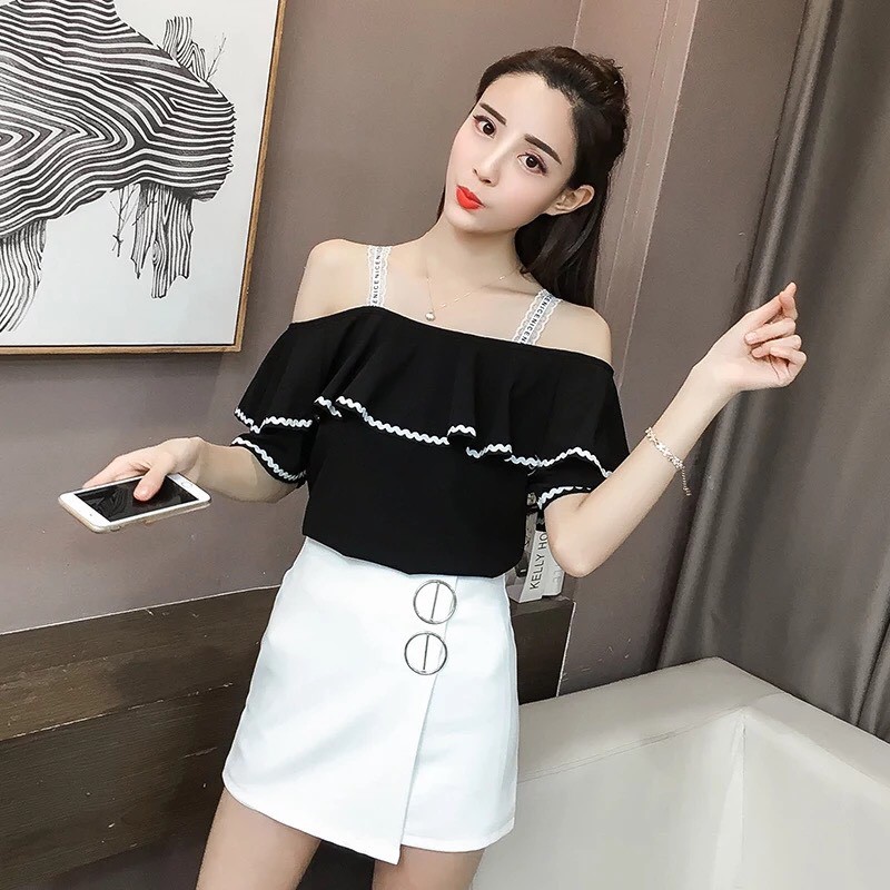 Áo Voan Kiểu Rớt Tay Xếp Tầng Phối Viền Tiểu Thư TTSL0070