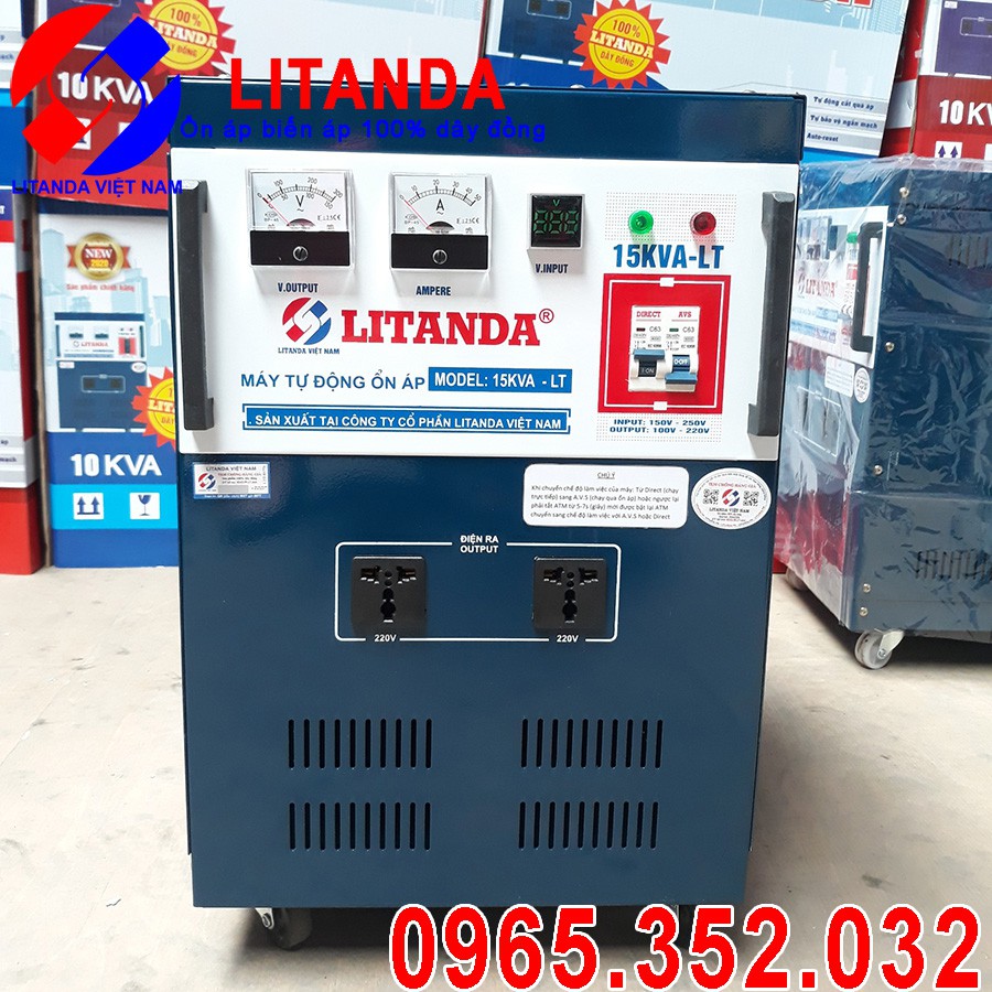 Ổn Áp Litanda 15KVA 15KW Dải 150V-250V 1 Pha Đời Mới Nhất