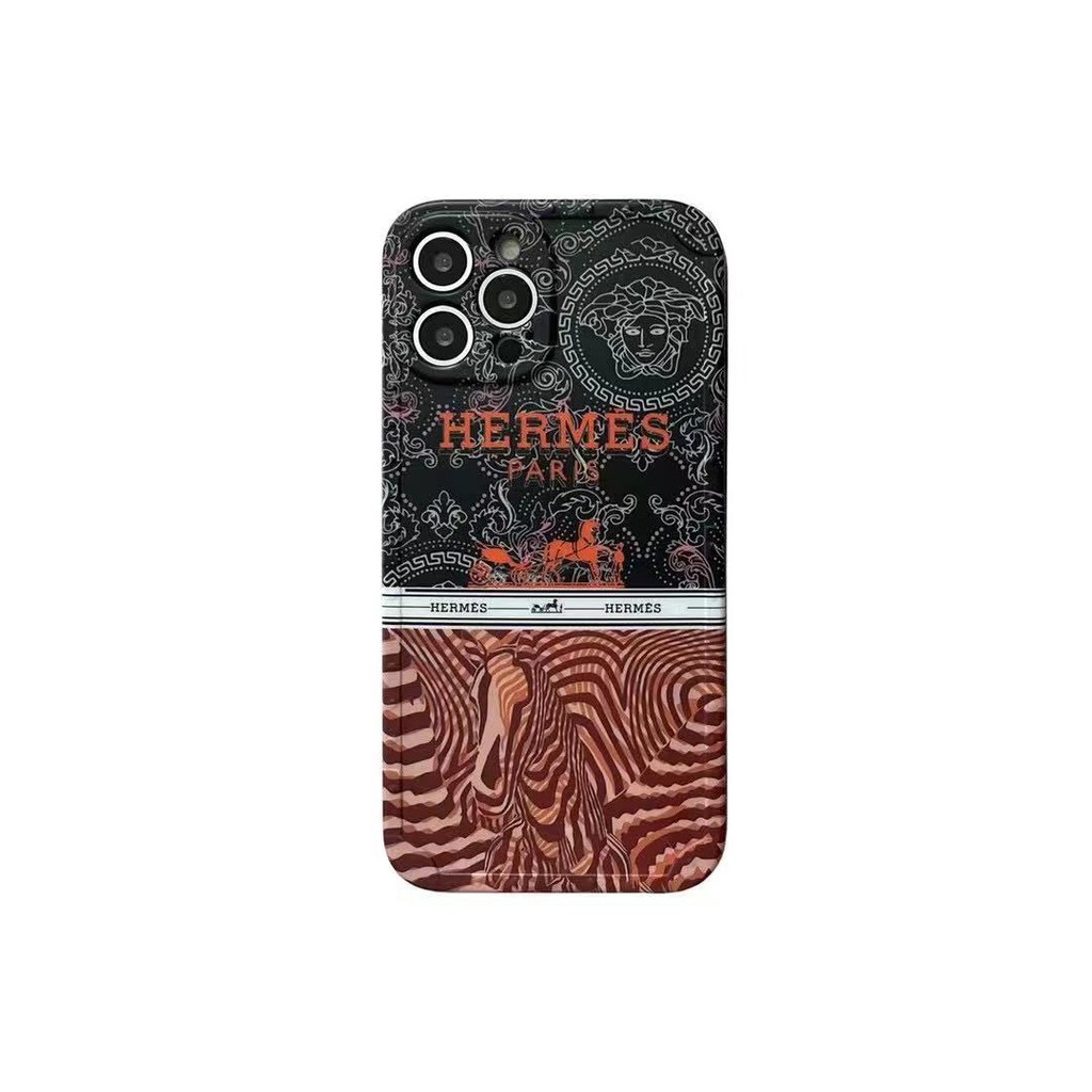Ốp điện thoại in logo Versace X Hermes thời trang cho IPHONE 13 PRO MAX I13 13PRO 11 PRO MAX I11 IX XS XR XS MAX I7 I8 SE 7PLUS 8PLUS 7 PLUS 8 PLUS 12PRO MAX 12 PRO MAX