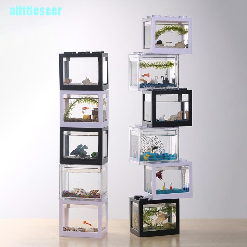 【Bar】Home Aquarium Fish Tank Cup Goldfish Jar Building Blocks Fish Tank Superposition